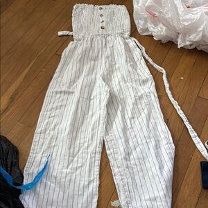 Striped White Jumpsuit